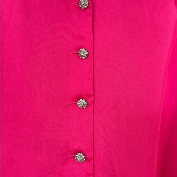 Gorgeous NADINE MERABI Taylor feather blouse w/rhinestone buttons. - Picture 7 of 13